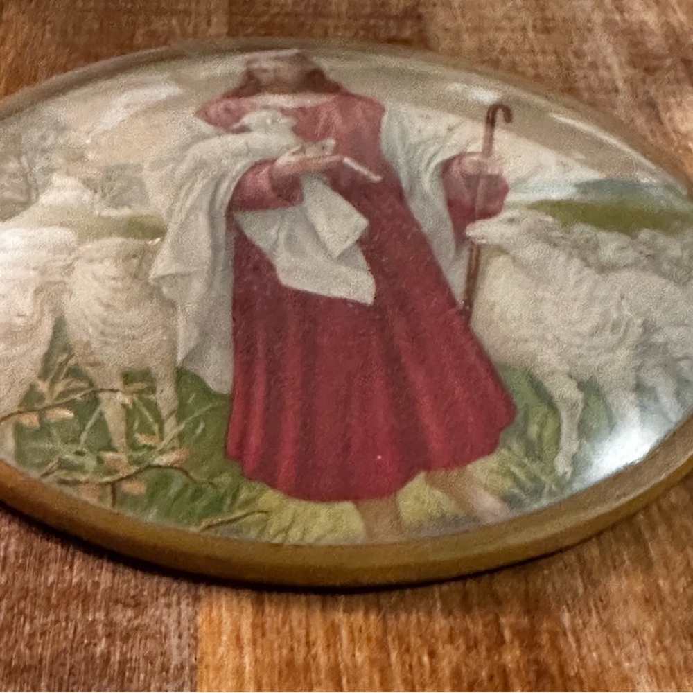 Vintage 1948 Bubble Glass Wall Plaque Jesus the GoodShepherd Christian Art - Picture 6 of 8